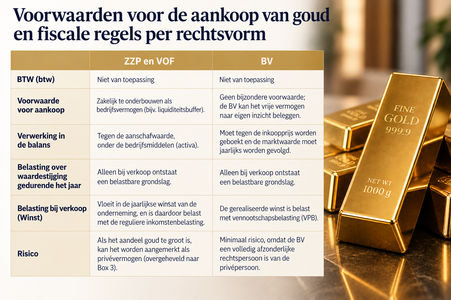 Goud als zakelijke investering